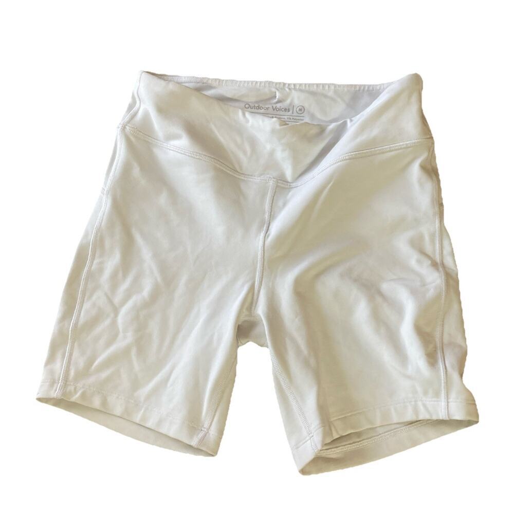 Outdoor Voices Women's Warmup 5" Shorts Sz M White‎ Stretch Active Workout